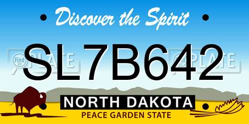 SL7B642 North Dakota License Plate