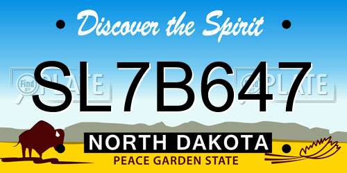 SL7B647 North Dakota License Plate