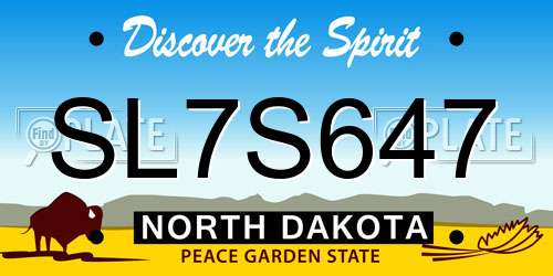 SL7S647 North Dakota License Plate