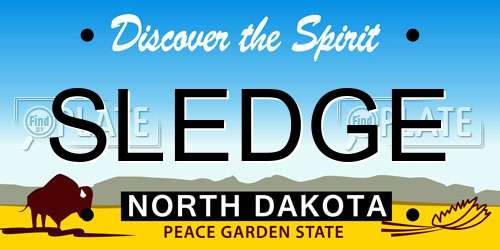 SLEDGE North Dakota License Plate