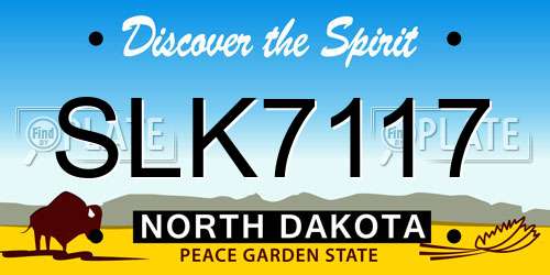 SLK7117 North Dakota License Plate