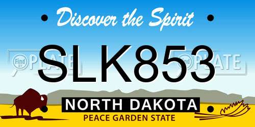 SLK853 North Dakota License Plate