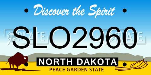 SLO2960 North Dakota License Plate