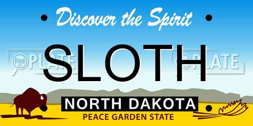 SLOTH North Dakota License Plate