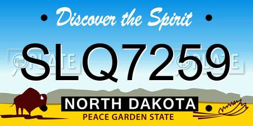 SLQ7259 North Dakota License Plate