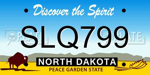 SLQ799 North Dakota License Plate