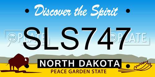 SLS747 North Dakota License Plate