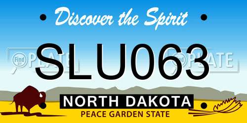 SLU063 North Dakota License Plate