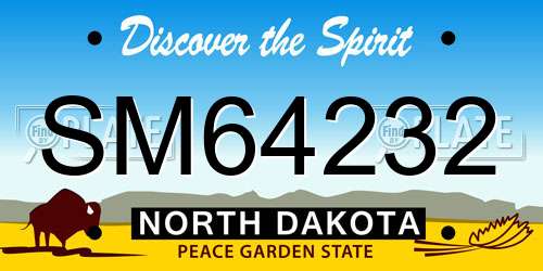 SM64232 North Dakota License Plate