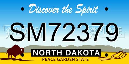 SM72379 North Dakota License Plate