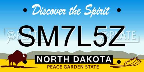 SM7L5Z North Dakota License Plate