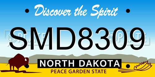 SMD8309 North Dakota License Plate
