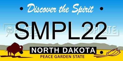 SMPL22 North Dakota License Plate