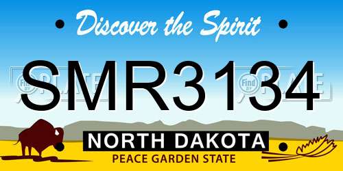 SMR3134 North Dakota License Plate