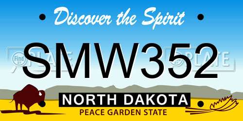 SMW352 North Dakota License Plate