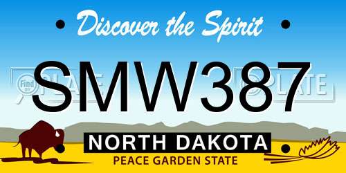 SMW387 North Dakota License Plate
