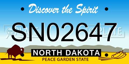 SN02647 North Dakota License Plate