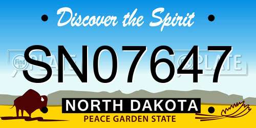 SN07647 North Dakota License Plate
