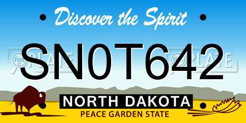 SN0T642 North Dakota License Plate
