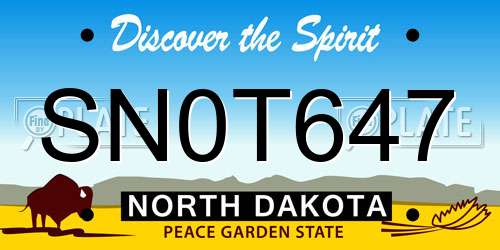 SN0T647 North Dakota License Plate