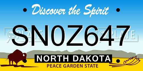 SN0Z647 North Dakota License Plate