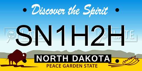 SN1H2H North Dakota License Plate