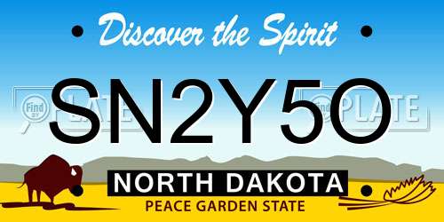 SN2Y5O North Dakota License Plate