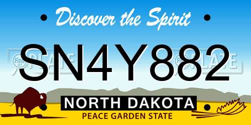 SN4Y882 North Dakota License Plate