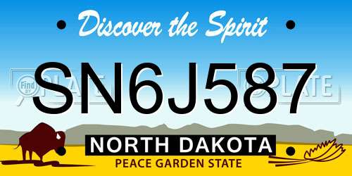 SN6J587 North Dakota License Plate