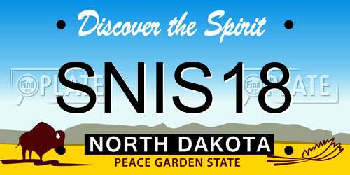SNIS18 North Dakota License Plate