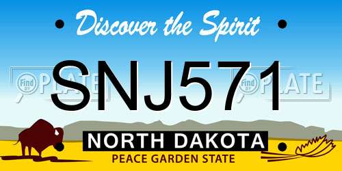 SNJ571 North Dakota License Plate