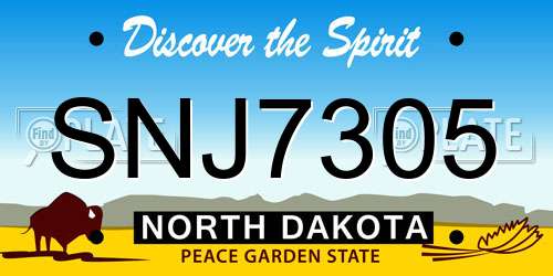 SNJ7305 North Dakota License Plate