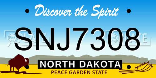 SNJ7308 North Dakota License Plate