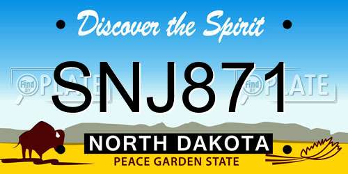 SNJ871 North Dakota License Plate