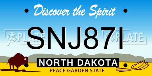 SNJ87I North Dakota License Plate