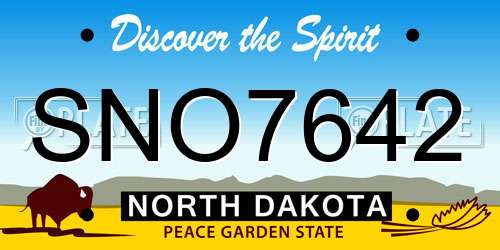 SNO7642 North Dakota License Plate