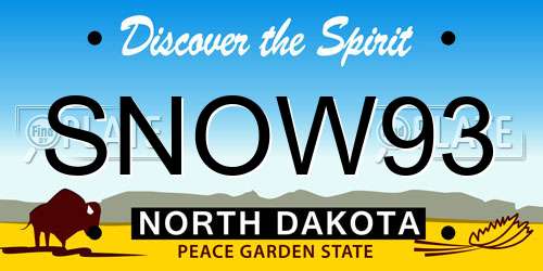 SNOW93 North Dakota License Plate