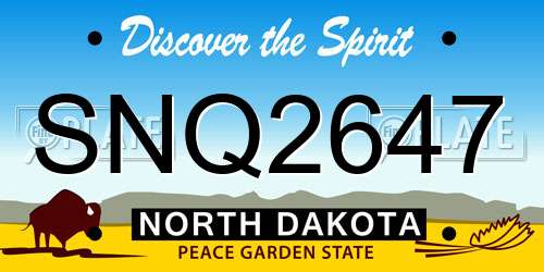 SNQ2647 North Dakota License Plate