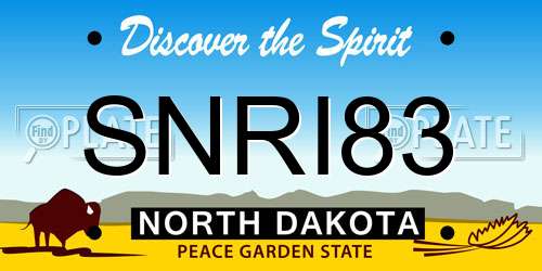 SNRI83 North Dakota License Plate