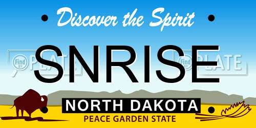 SNRISE North Dakota License Plate