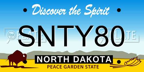 SNTY80 North Dakota License Plate