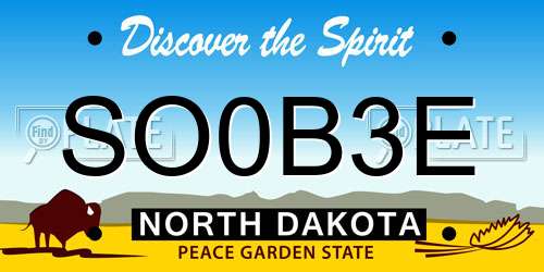 SO0B3E North Dakota License Plate