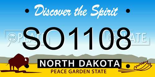 SO1108 North Dakota License Plate