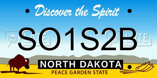 SO1S2B North Dakota License Plate