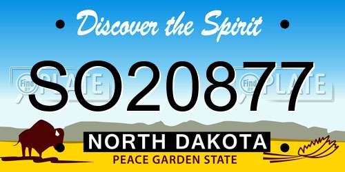 SO20877 North Dakota License Plate