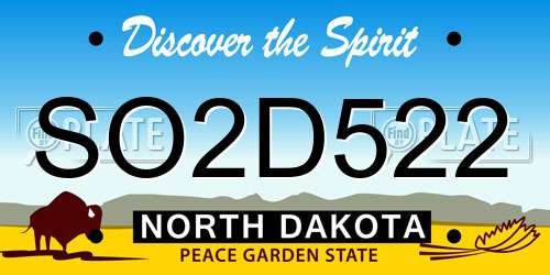 SO2D522 North Dakota License Plate