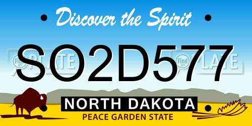 SO2D577 North Dakota License Plate