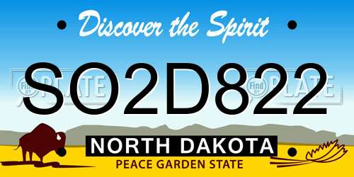 SO2D822 North Dakota License Plate