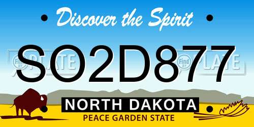 SO2D877 North Dakota License Plate