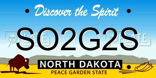 SO2G2S North Dakota License Plate